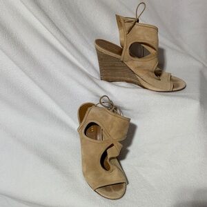 Aquazzura Beige Suede Wedge Sandals